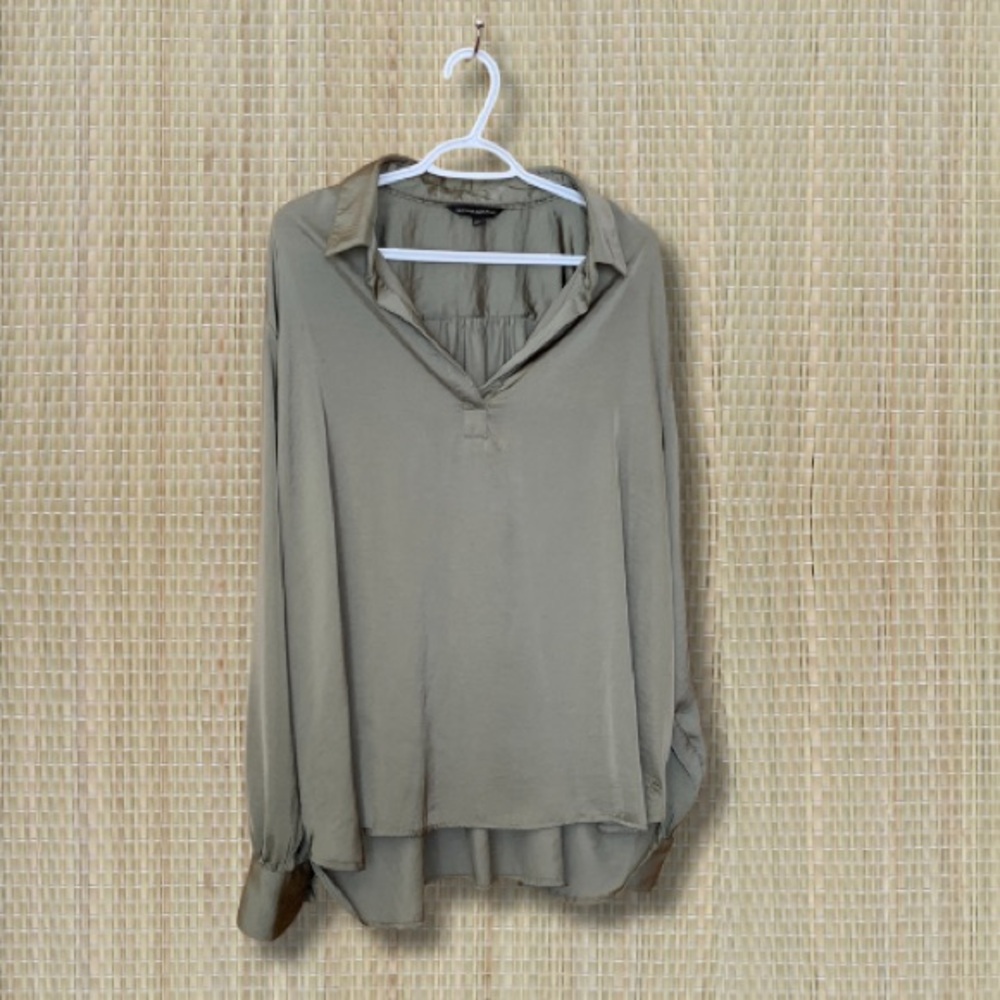 Banana Republic Olive Green Long Sleeve Blouse
